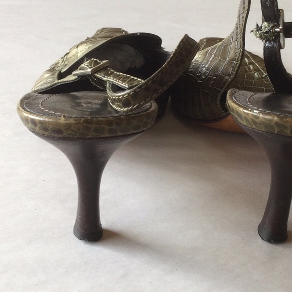 Ann Taylor Leather Faux Croc Slingback’s! Green 8! - Picture 8 of 16